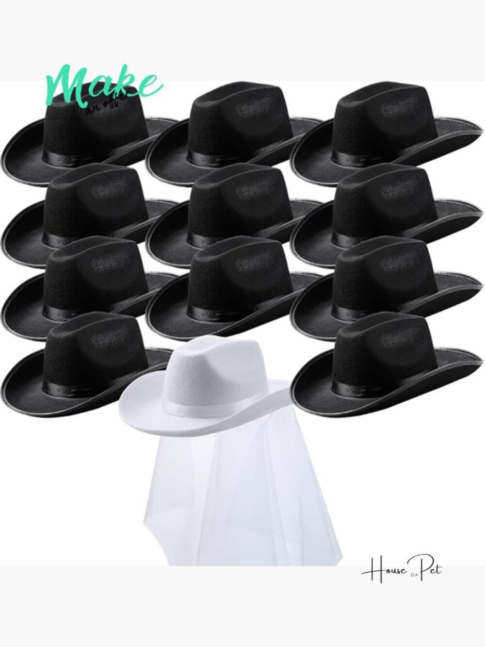 12 Pcs Cowgirl Hats Bachelorette Party Bridal Shower Wedding Decor